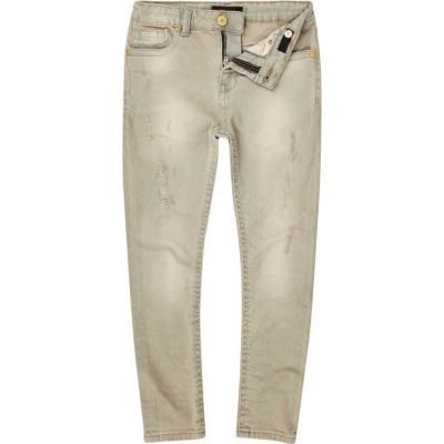 Boys grey distressed Sid skinny jeans
